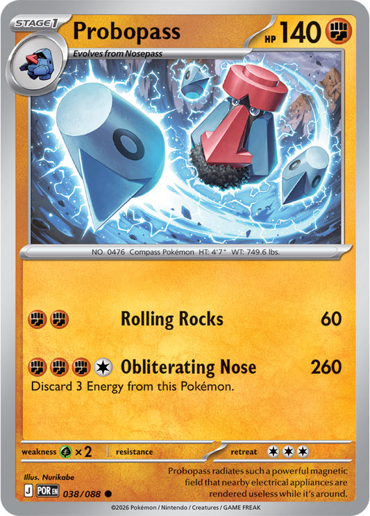 Pokémon trading card featuring Probopass with blue and red elements