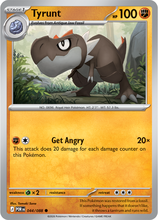 Pokémon trading card featuring Tyrunt with a dinosaur-like creature illustration.