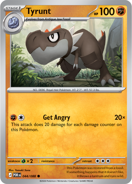 Pokémon trading card featuring Tyrunt with a dinosaur-like creature illustration.