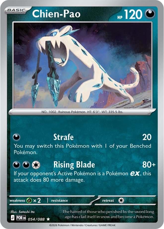 Pokémon trading card featuring Chien-Pao with artwork and text.
