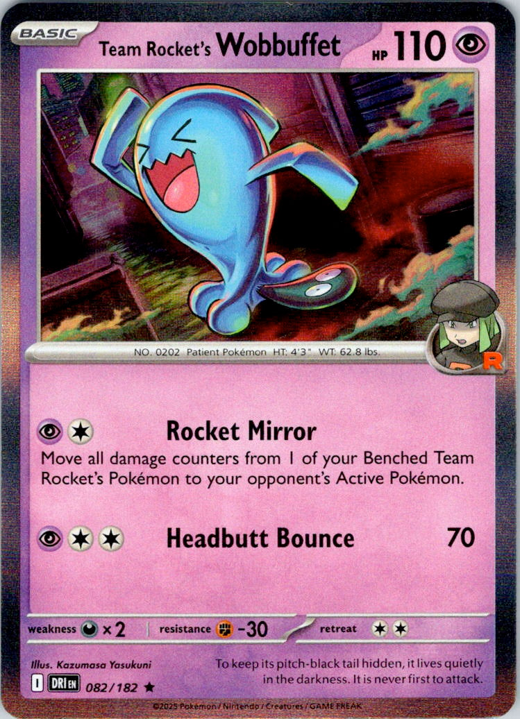 Team Rocket's Wobbuffet Rare SV10: Destined Rivals 082/182 MP (Back)