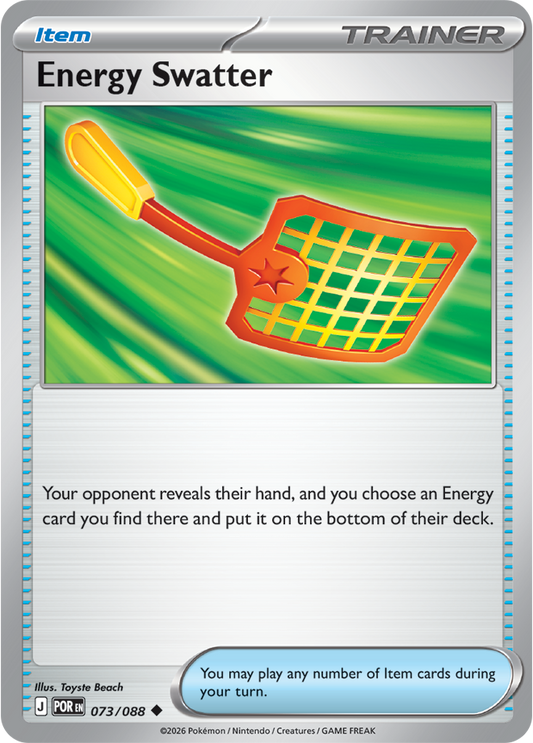 Pokémon Energy Swatter card with green and orange design on a blue border