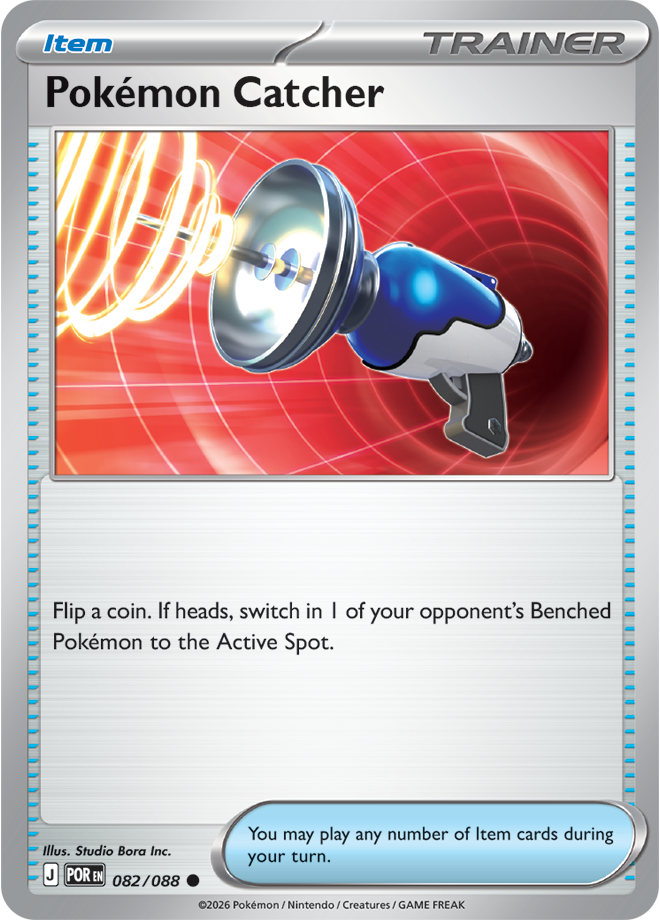 Pokémon trading card featuring a Pokémon Catcher item