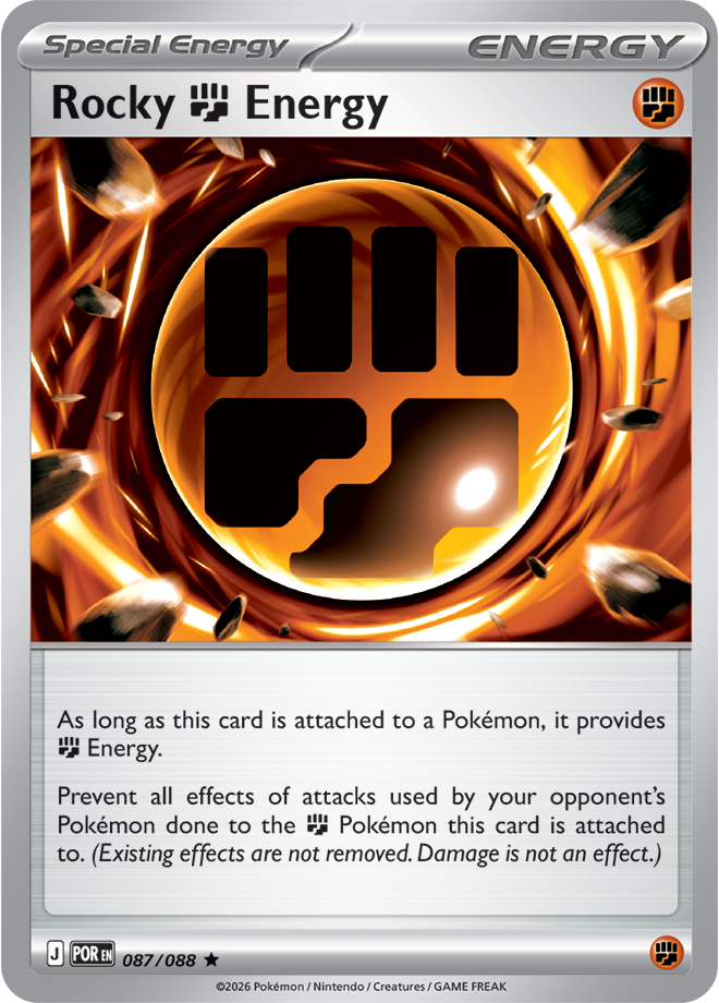 Pokémon trading card featuring Rocky Energy with a glowing fist symbol.