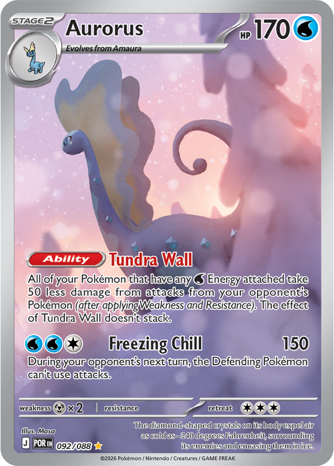 Pokémon trading card featuring Aurorus with detailed text and graphics.