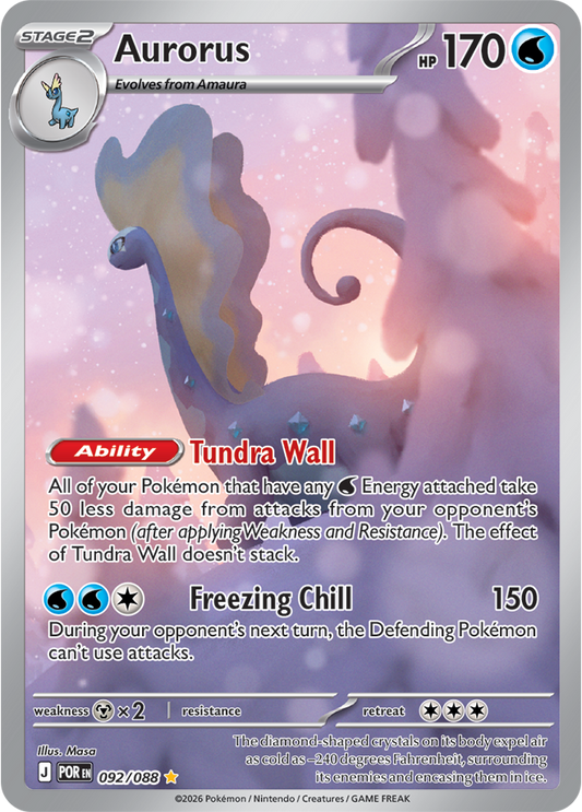 Pokémon trading card featuring Aurorus with detailed text and graphics.