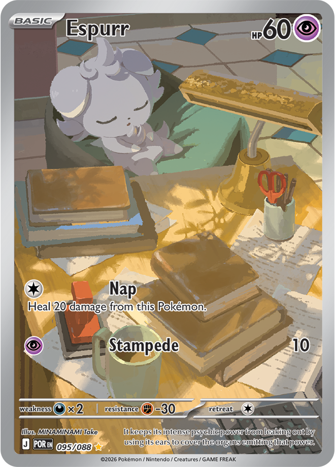 Pokémon trading card featuring Espurr with a nap ability