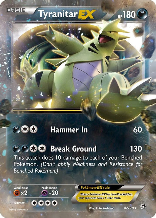 Tyranitar EX Ultra Rare XY - Ancient Origins 42/98 MP (Back)