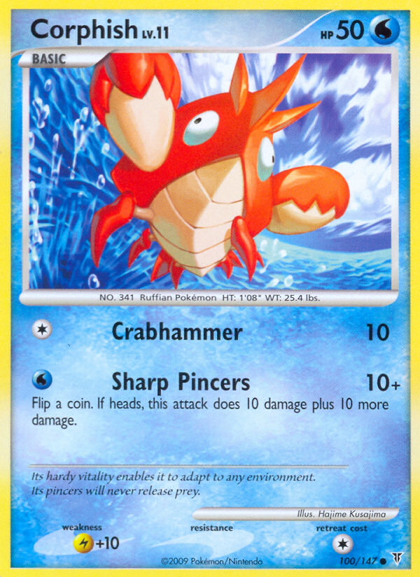 Corphish 100/147 Pokémon Supreme Victors (2009) English card — catalogue reference