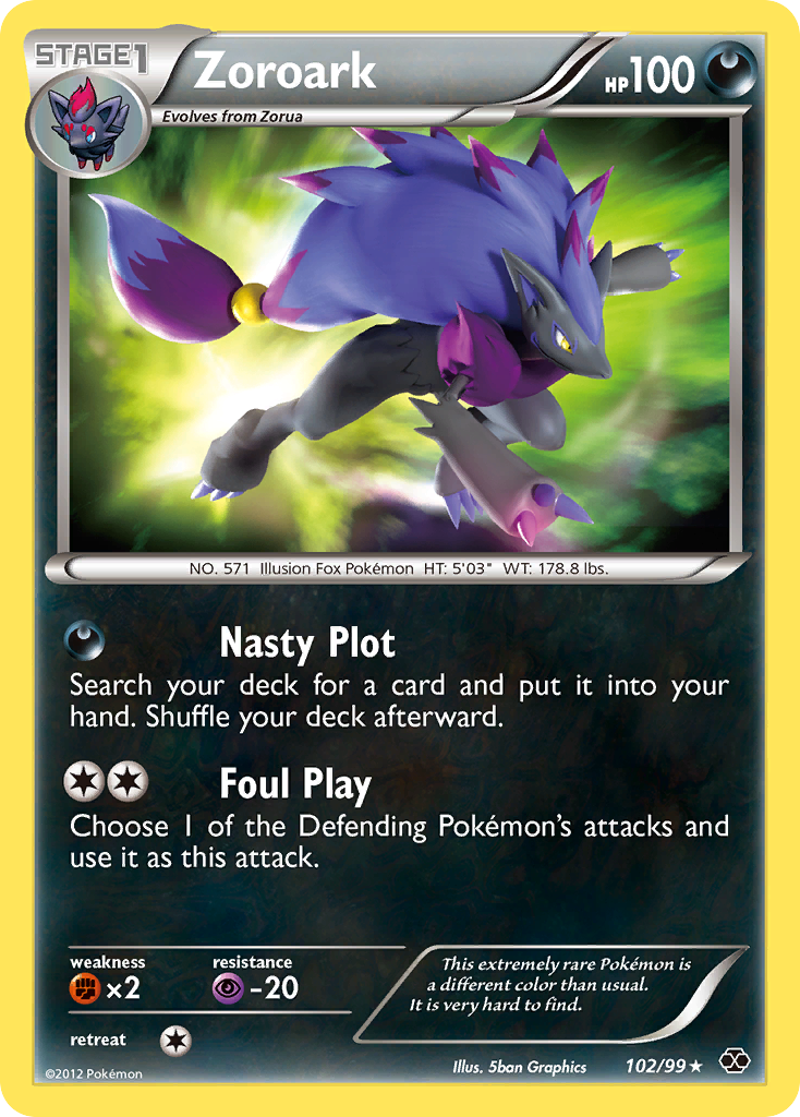 Zoroark 102/99 Pokémon Next Destinies (2012) English card — catalogue reference