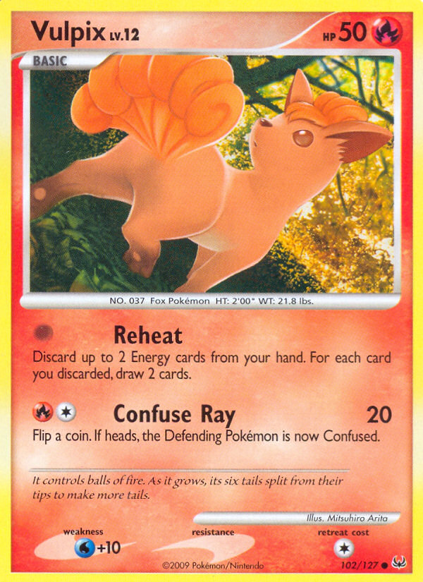 Vulpix 102/127 Pokémon Platinum (2009) English card — catalogue reference