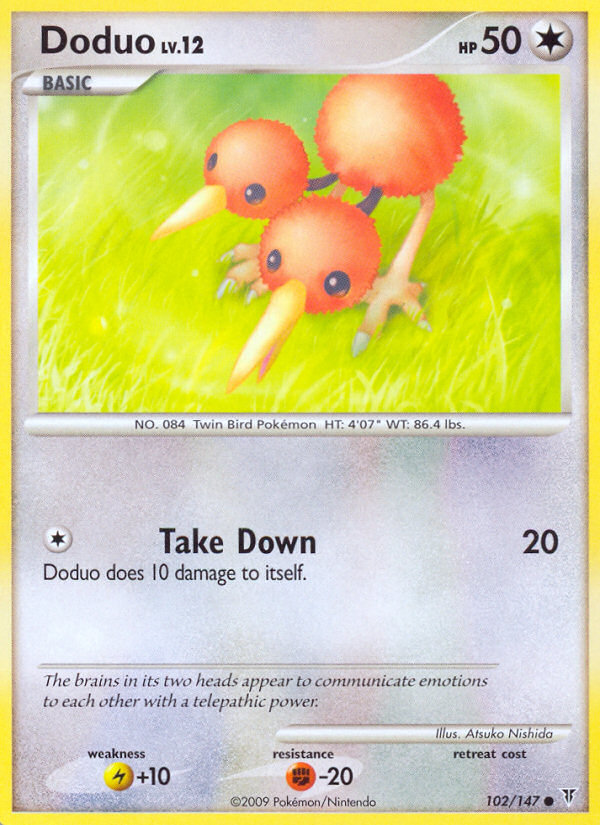 Doduo 102/147 Pokémon Supreme Victors (2009) English card — catalogue reference