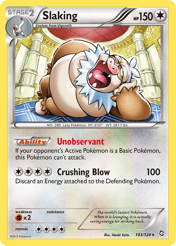 Slaking 103/124 Pokémon Dragons Exalted (2012) English card — catalogue reference