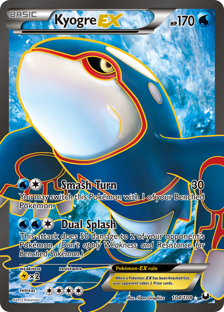Kyogre-EX 104/108 Pokémon Dark Explorers (2012) English card — catalogue reference