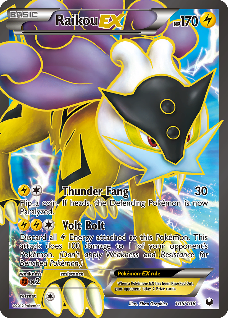 Raikou-EX 105/108 Pokémon Dark Explorers (2012) English card — catalogue reference