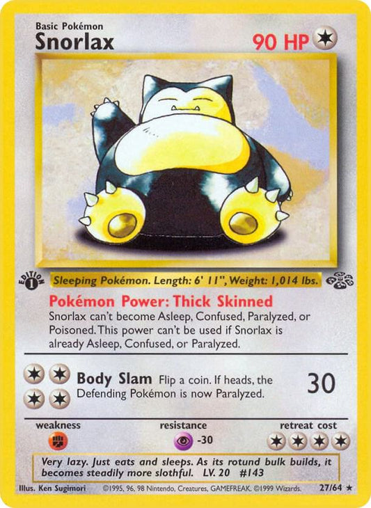Snorlax (27) Rare Jungle 27/64 MP (Back)