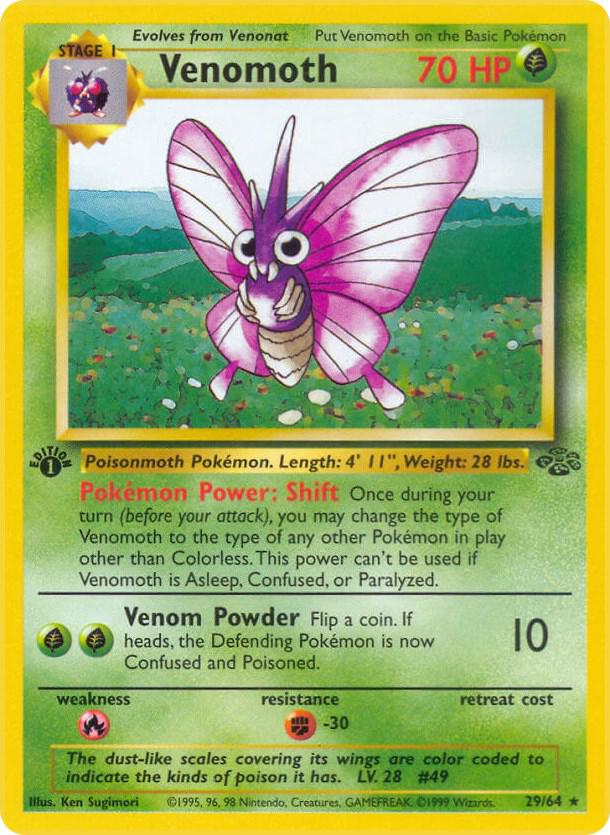 Venomoth (29) Rare Jungle 29/64 MP (Back)