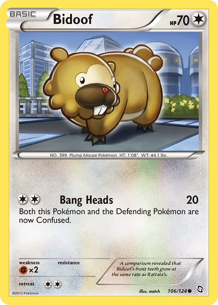 Bidoof 106/124 Pokémon Dragons Exalted (2012) English card — catalogue reference
