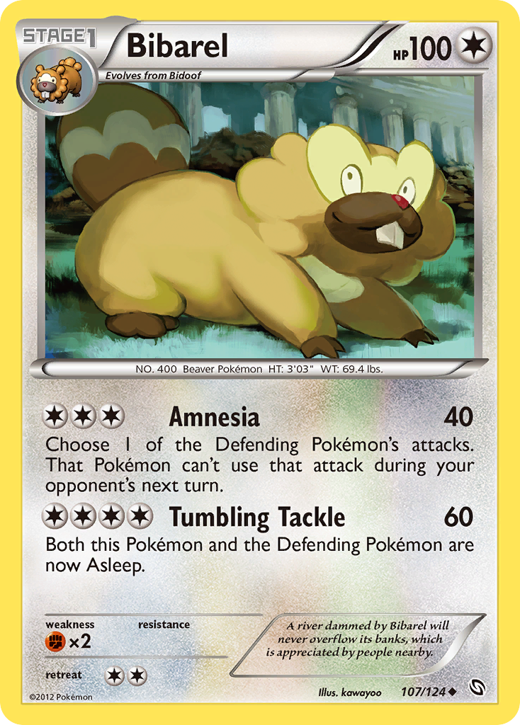 Bibarel 107/124 Pokémon Dragons Exalted (2012) English card — catalogue reference