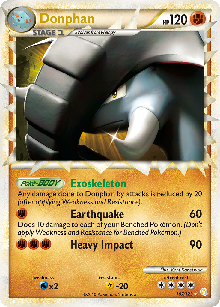 Donphan 107/123 Pokémon HeartGold & SoulSilver (2010) English card — catalogue reference