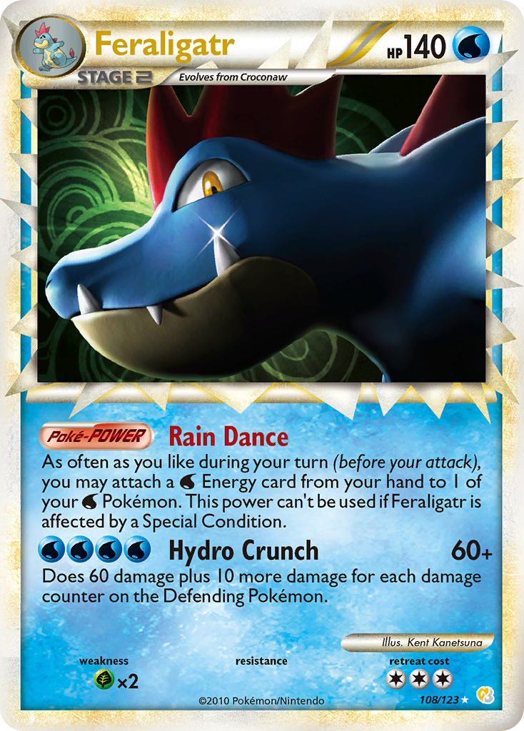 Feraligatr 108/123 Pokémon HeartGold & SoulSilver (2010) English card — catalogue reference
