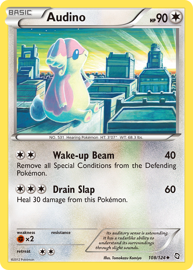 Audino 108/124 Pokémon Dragons Exalted (2012) English card — catalogue reference
