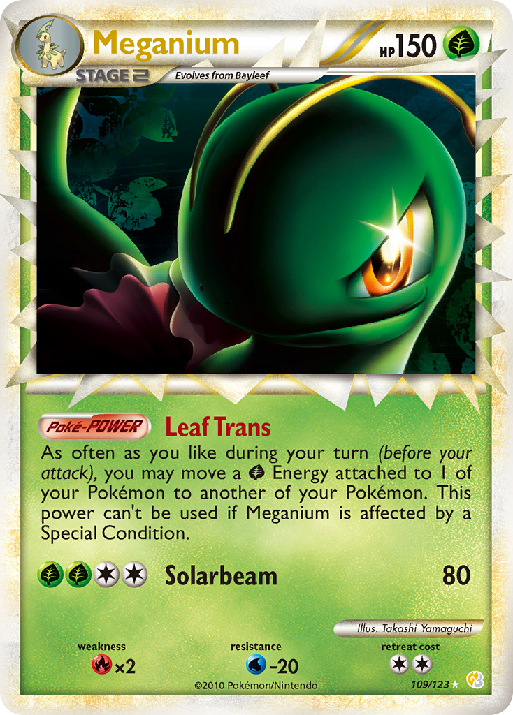 Meganium 109/123 Pokémon HeartGold & SoulSilver (2010) English card — catalogue reference
