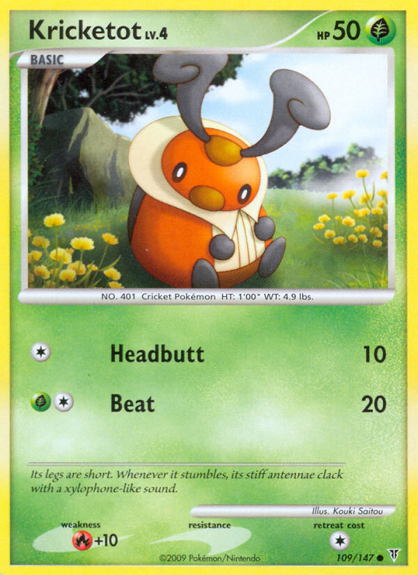 Kricketot 109/147 Pokémon Supreme Victors (2009) English card — catalogue reference