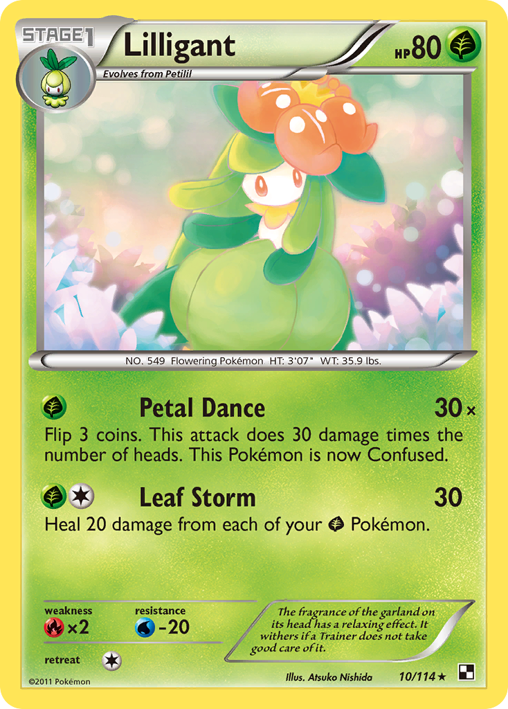 Lilligant 10/114 Pokémon Black & White (2011) English card — catalogue reference