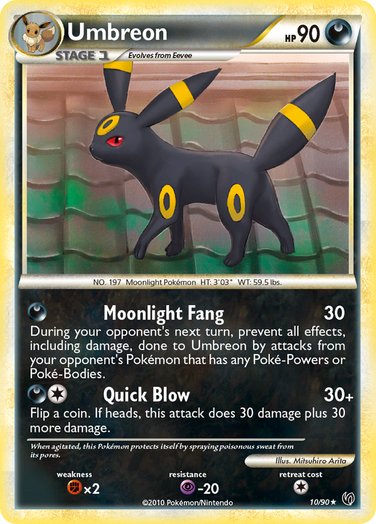 Umbreon 10/90 Pokémon Undaunted (2010) English card — catalogue reference