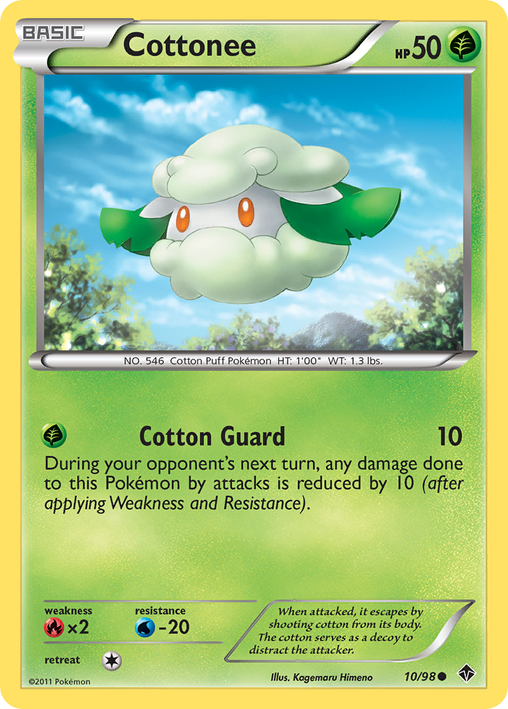 Cottonee 10/98 Pokémon Emerging Powers (2011) English card — catalogue reference