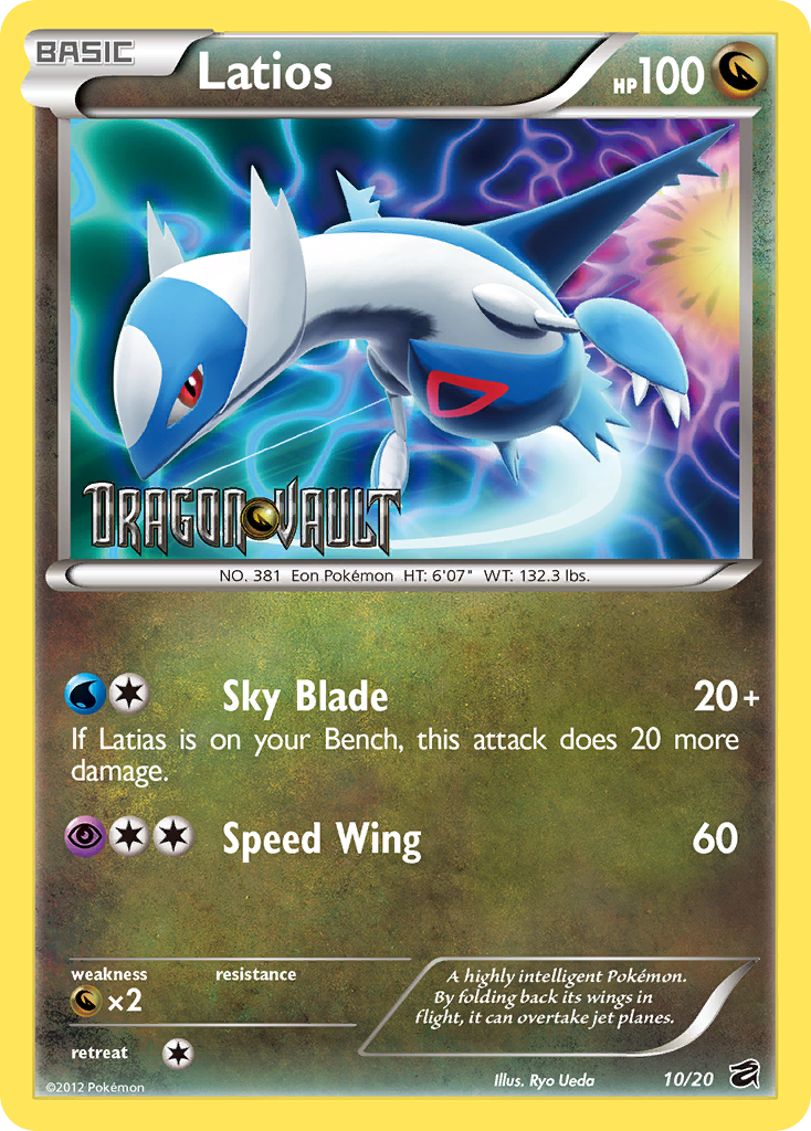 Latios 10/20 Pokémon Dragon Vault (2012) English card — catalogue reference