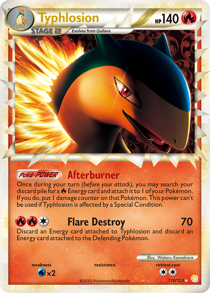 Typhlosion 110/123 Pokémon HeartGold & SoulSilver (2010) English card — catalogue reference