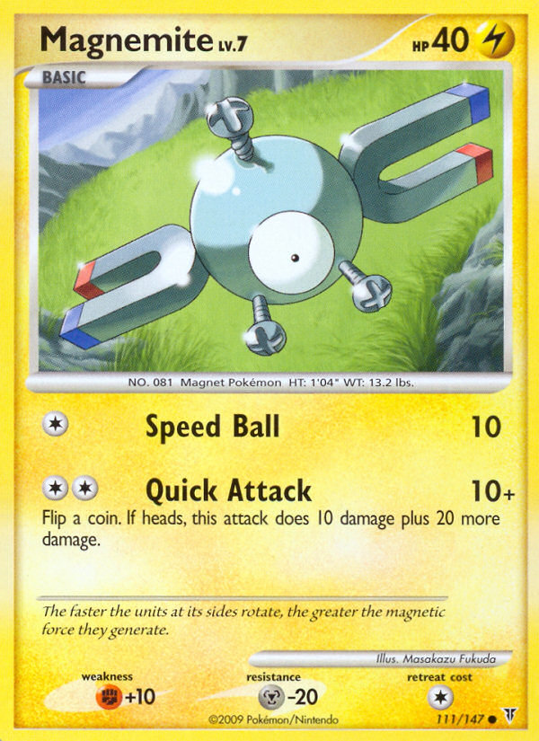 Magnemite 111/147 Pokémon Supreme Victors (2009) English card — catalogue reference