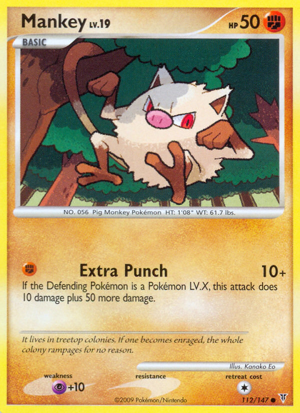 Mankey 112/147 Pokémon Supreme Victors (2009) English card — catalogue reference