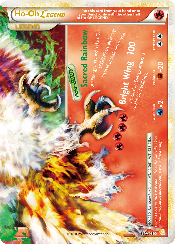 Ho-Oh LEGEND (Bottom Half) 112/123 Pokémon HeartGold & SoulSilver (2010) English card — catalogue reference