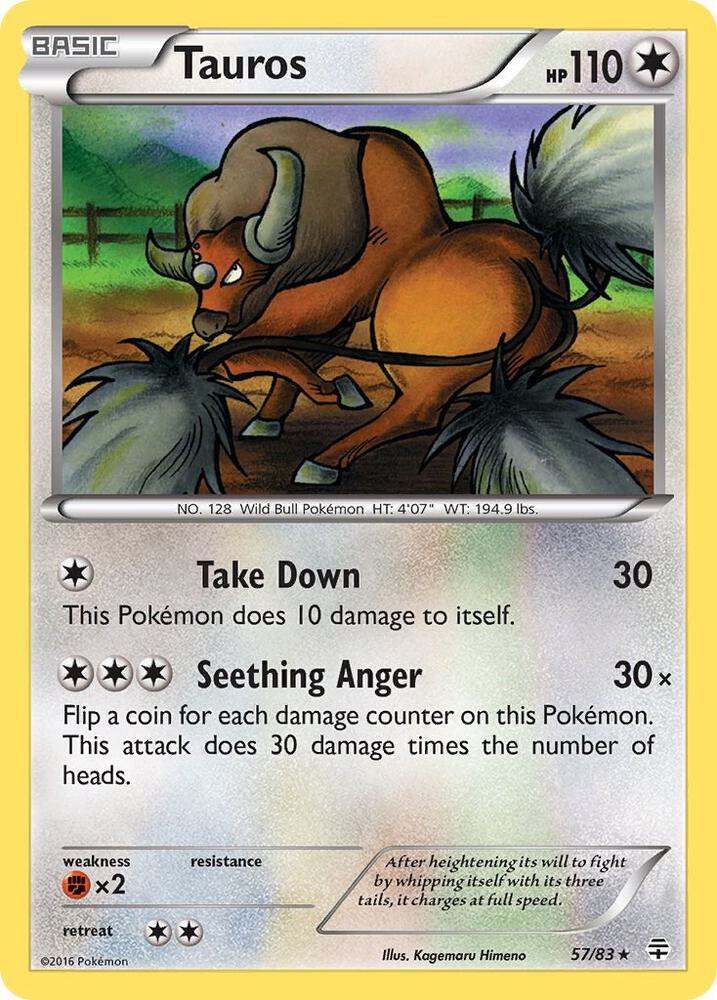 Tauros Rare Generations 57/83 MP (Back)