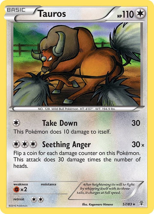 Tauros Rare Generations 57/83 MP (Back)