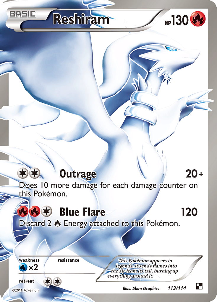 Reshiram 113/114 Pokémon Black & White (2011) English card — catalogue reference