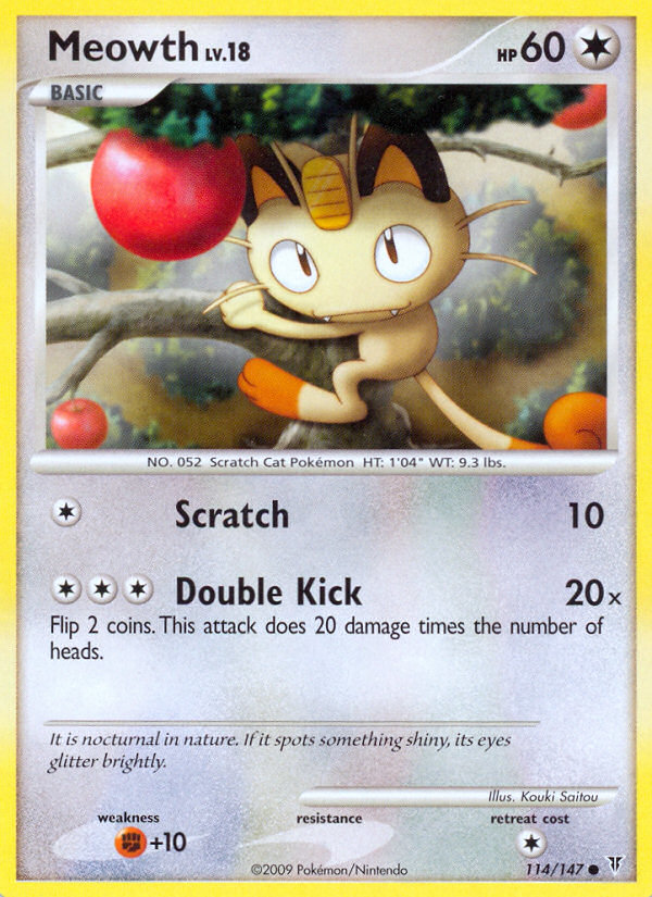 Meowth 114/147 Pokémon Supreme Victors (2009) English card — catalogue reference
