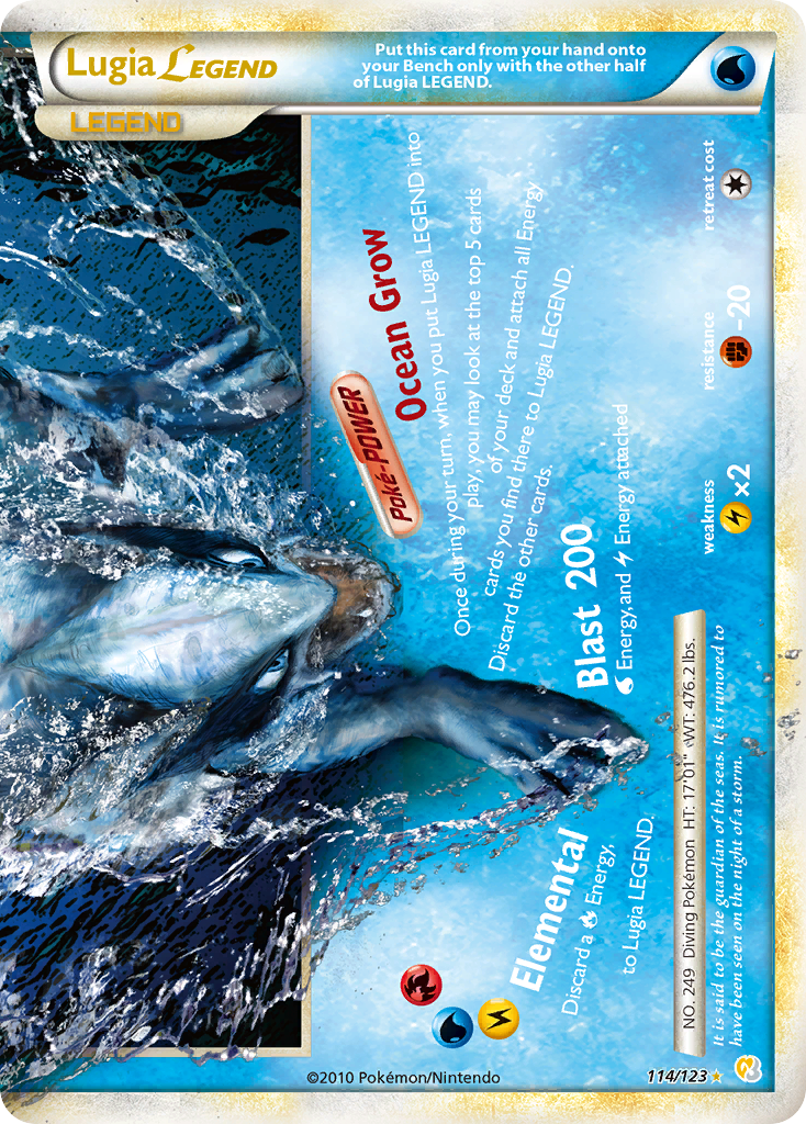 Lugia LEGEND (Bottom Half) 114/123 Pokémon HeartGold & SoulSilver (2010) English card — catalogue reference