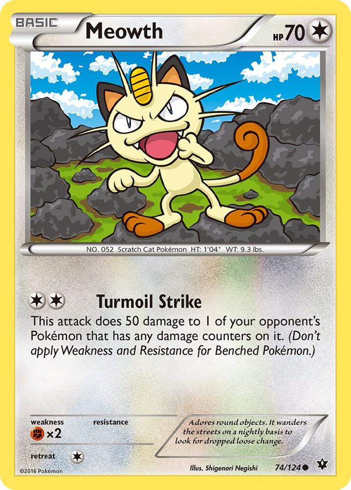 Meowth Common XY - Fates Collide 74/124 MP (Back)