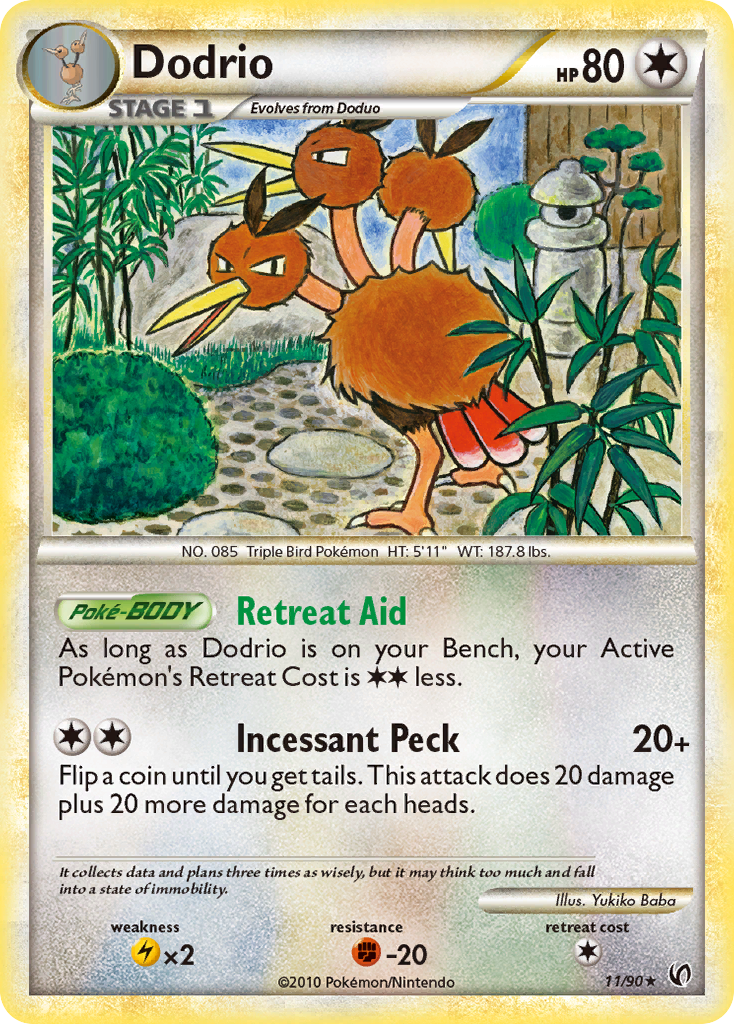 Dodrio 11/90 Pokémon Undaunted (2010) English card — catalogue reference