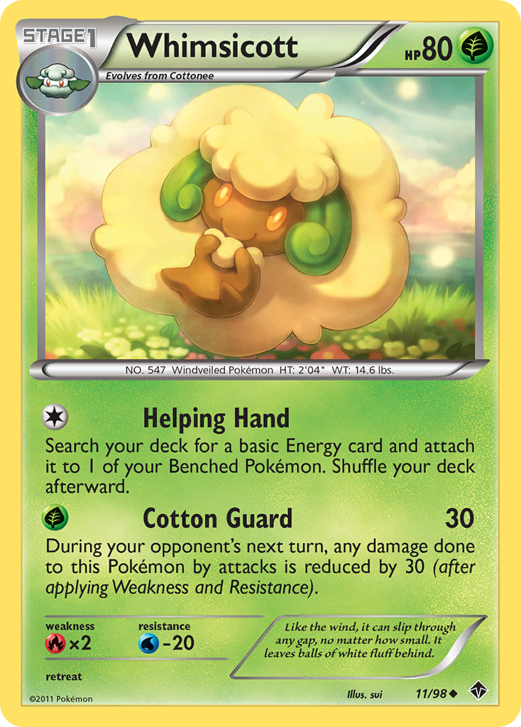 Whimsicott 11/98 Pokémon Emerging Powers (2011) English card — catalogue reference