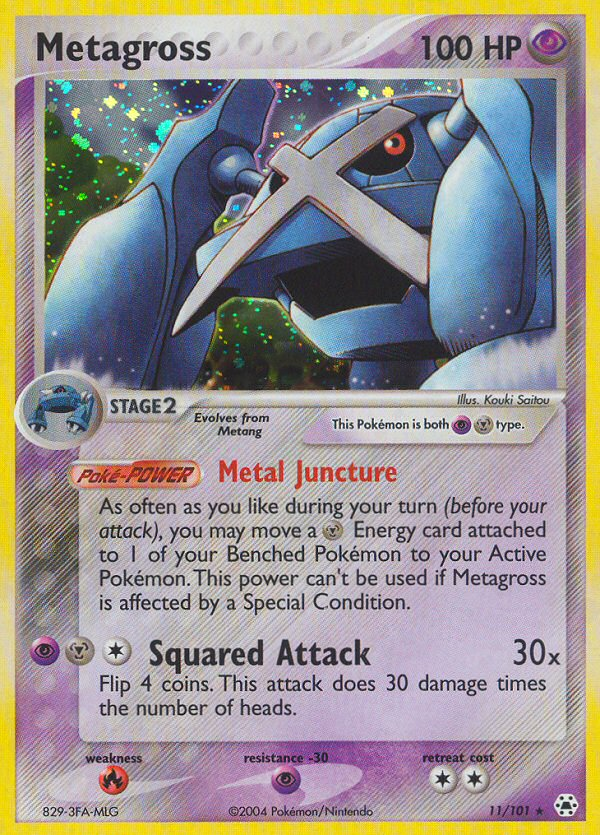 Metagross 11/101 Pokémon EX Hidden Legends 2004 Holo Rare card