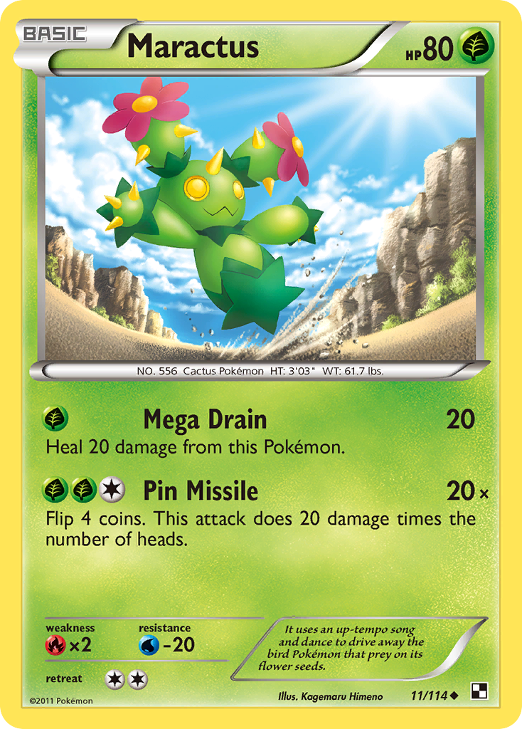 Maractus 11/114 Pokémon Black & White (2011) English card — catalogue reference