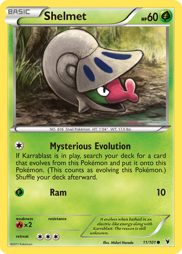 Shelmet 11/101 Pokémon Noble Victories (2011) English card — catalogue reference