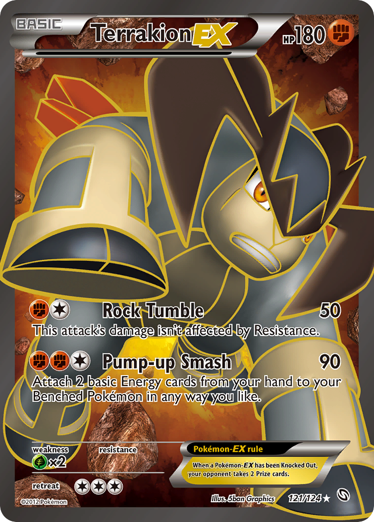 Terrakion-EX 121/124 Pokémon Dragons Exalted (2012) English card — catalogue reference