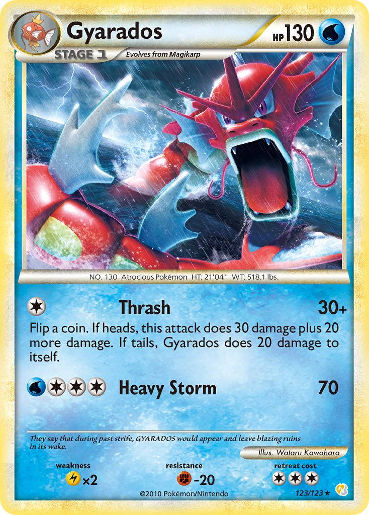 Gyarados 123/123 Pokémon HeartGold & SoulSilver (2010) English card — catalogue reference