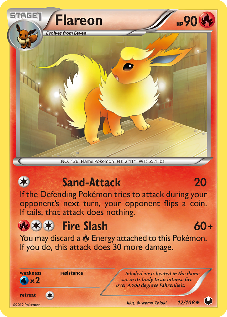 Flareon 12/108 Pokémon Dark Explorers (2012) English card — catalogue reference